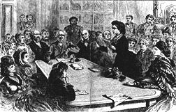 Woodhull delivering her Memorial to Congress